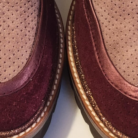 GADEA By Lodi Rhinestone Purple/Burgandy Suede Chunky Loafers, 39 8-8.5 -  NWOT - Picture 10 of 16